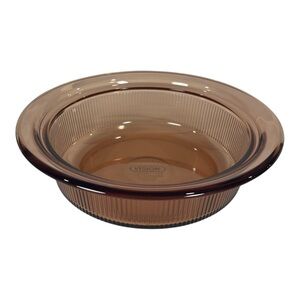 Corning Ware Vision Amber V-32-B Ribbed 1.5 Qt Round Casserole Dish - No Lid